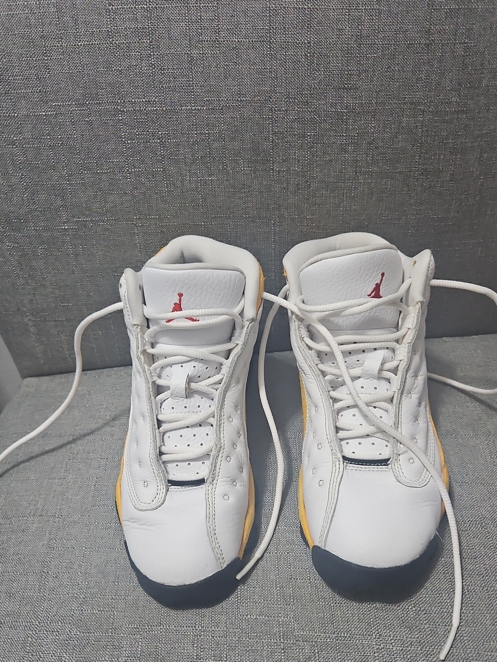 Jordan Kids White and Yellow High-Top Basketball Sneakers
